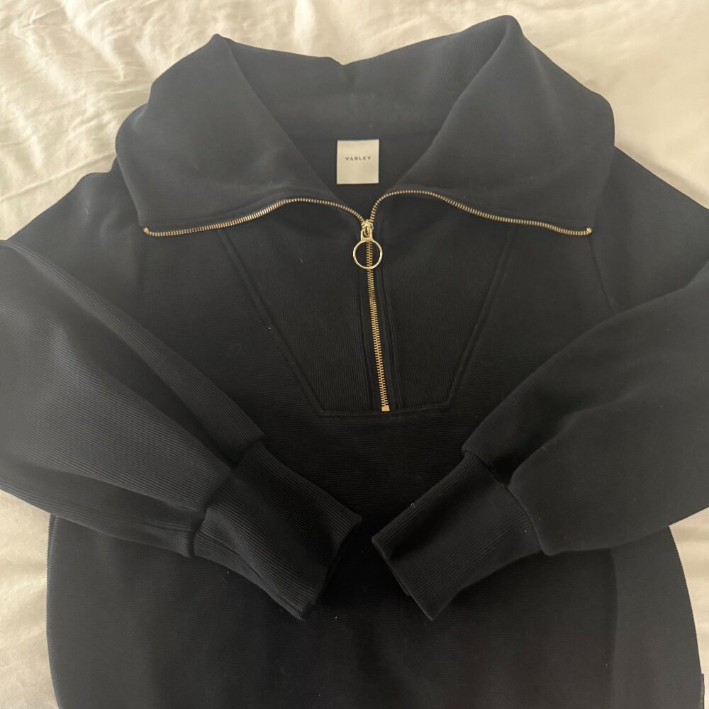 Varley Womens Black Ribbed Quarter Zip in Size Large